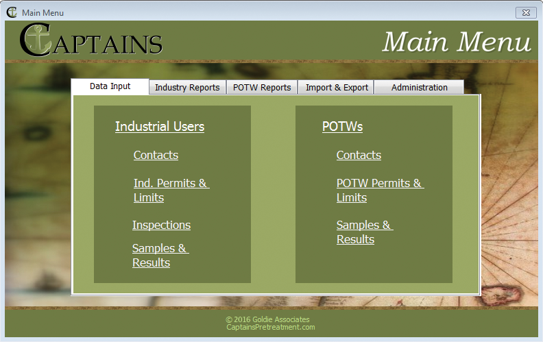 Screenshot of CAPTAINS software